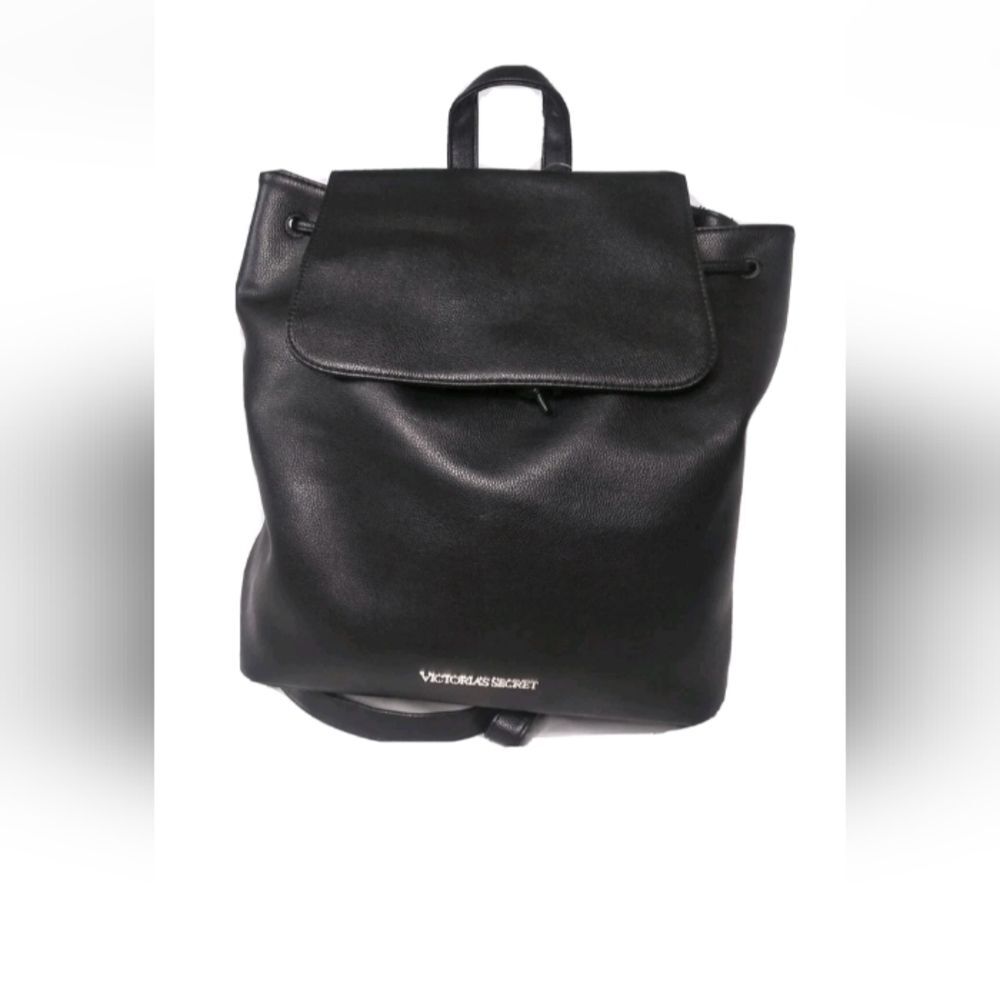 Victoria Secret Backpack Bag Black Faux Leather Purse Retail $85 - Picture 2 of 6